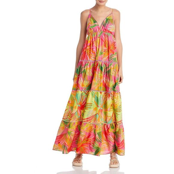 FARM Rio | Dresses | Farm Rio Womens Pink Picot Trim Long Tank Maxi ...